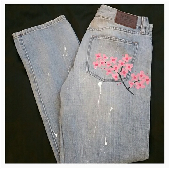 Lauren Ralph Lauren Denim - Sakura 🌸 Cherry Blossom Painted Boyfriend Jeans